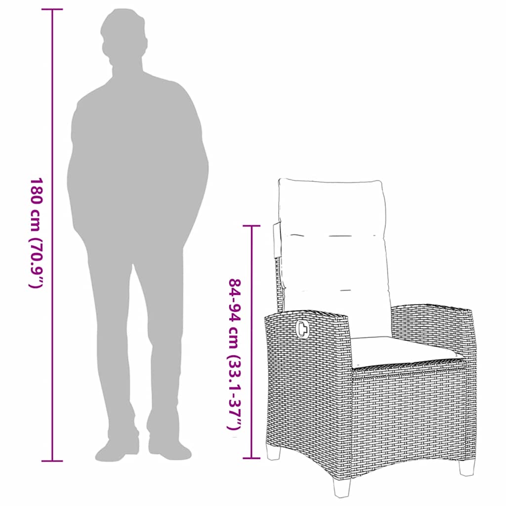 Szürke polyrattan fekvő kerti szék oldalsó asztallal