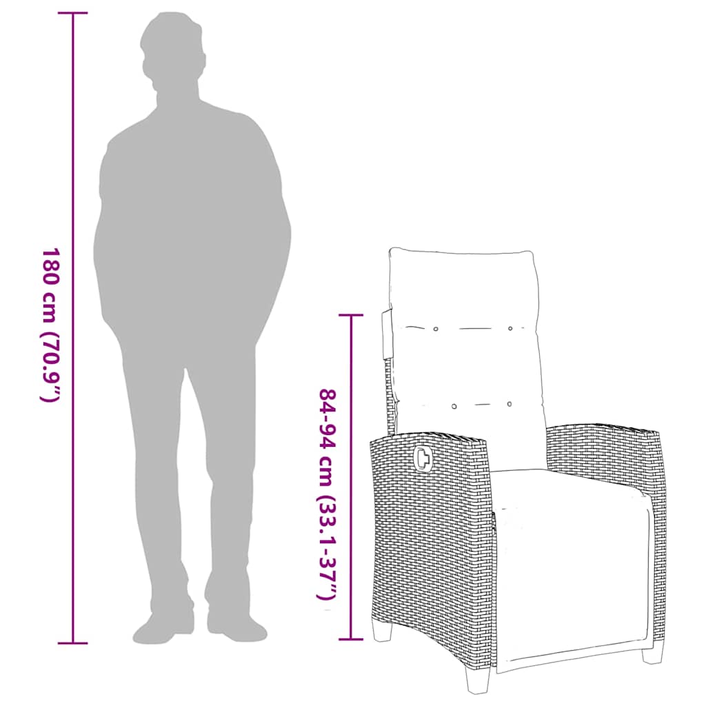 Szürke polyrattan fekvő kerti szék oldalsó asztallal