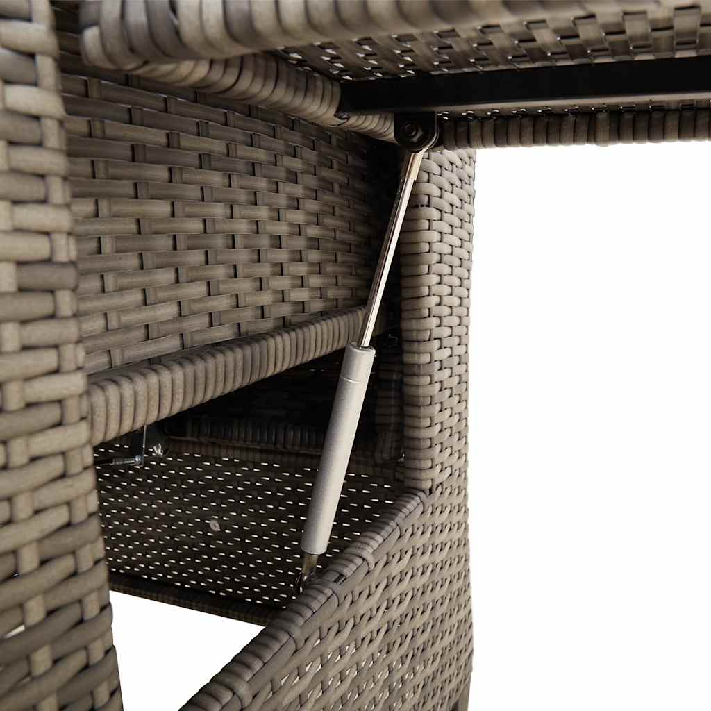 Szürke polyrattan fekvő kerti szék oldalsó asztallal