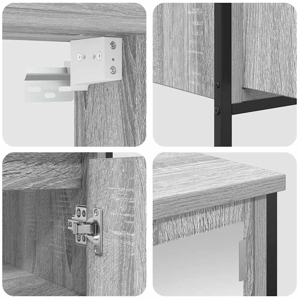 2 részes szürke sonoma színű szerelt fa fürdőszobai bútorszett