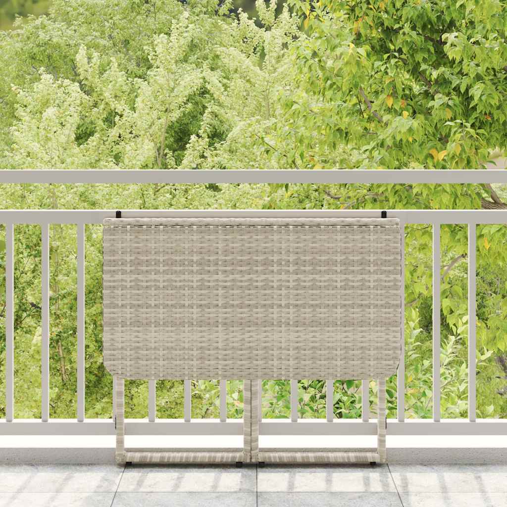 Világosszürke polyrattan összecsukható kerti asztal 90x51x75 cm Világosszürke polyrattan összecsukható kerti asztal 90x51x75 cm