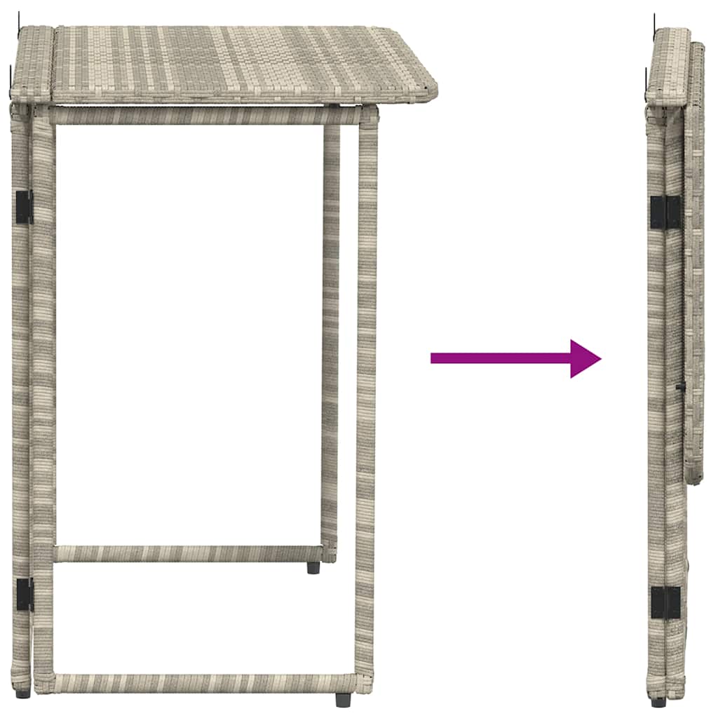 Világosszürke polyrattan összecsukható kerti asztal 90x51x75 cm Világosszürke polyrattan összecsukható kerti asztal 90x51x75 cm