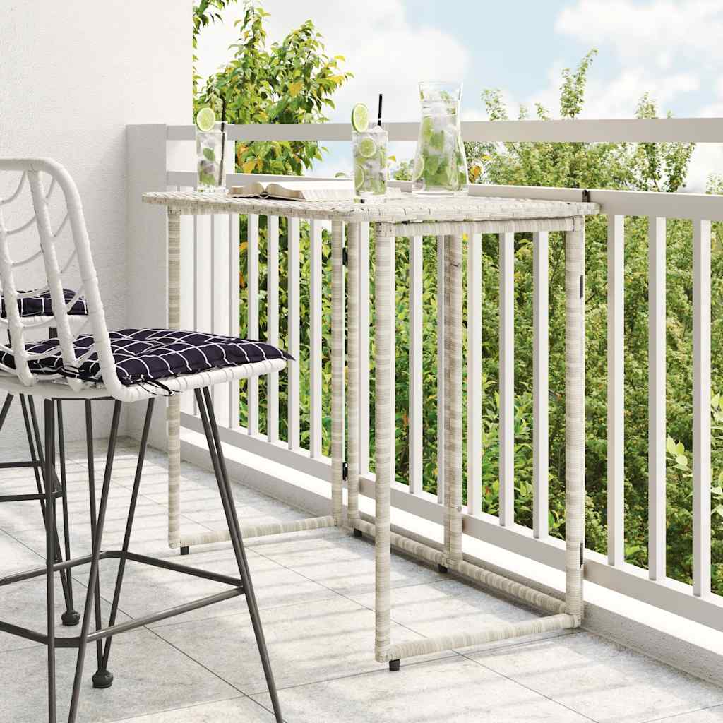 Világosszürke polyrattan összecsukható kerti asztal 90x51x75 cm Világosszürke polyrattan összecsukható kerti asztal 90x51x75 cm