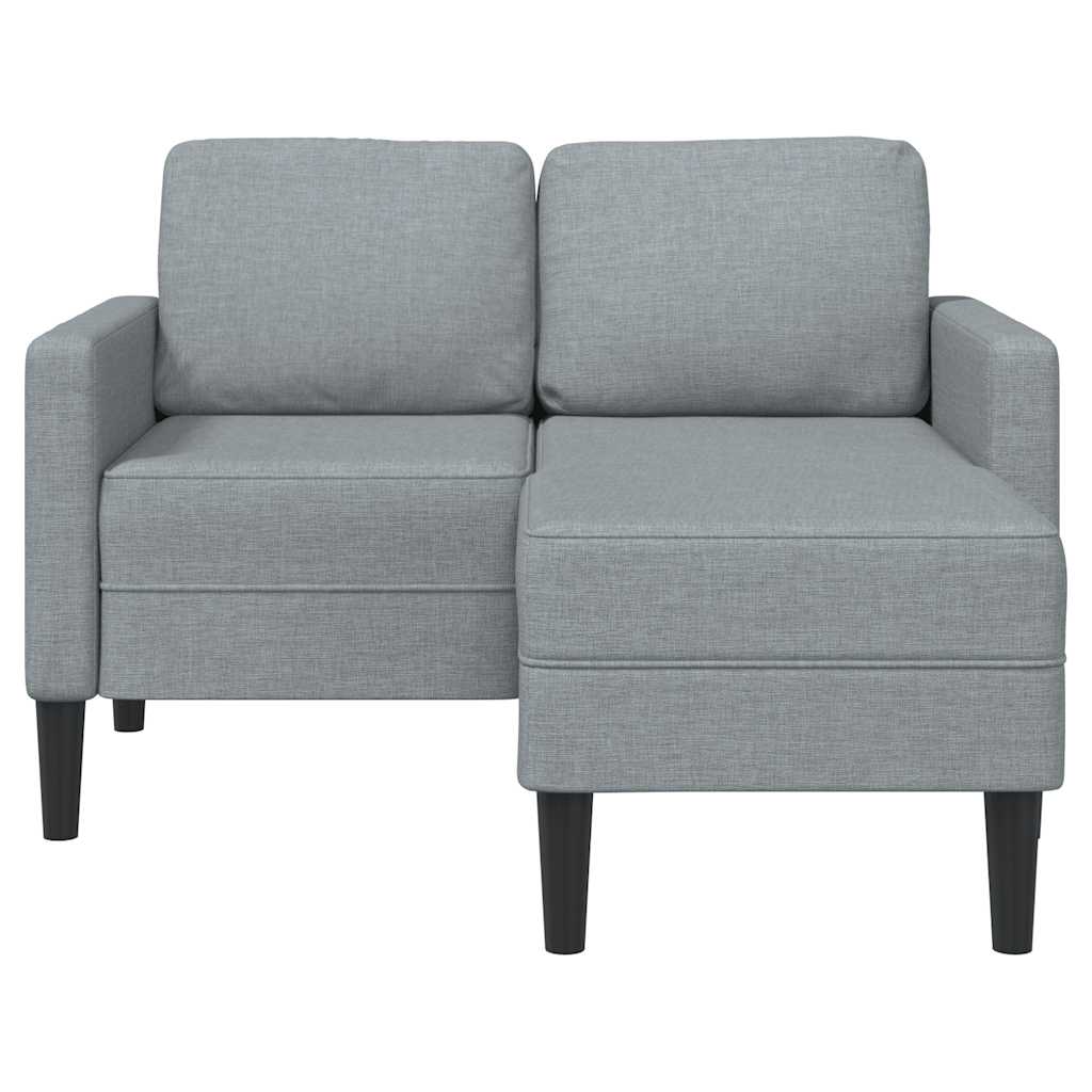 Világosszürke anyagból 2 üléses kanapé l-alakú kanapéval 125 cm