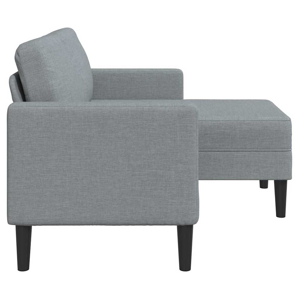 Világosszürke anyagból 2 üléses kanapé l-alakú kanapéval 125 cm