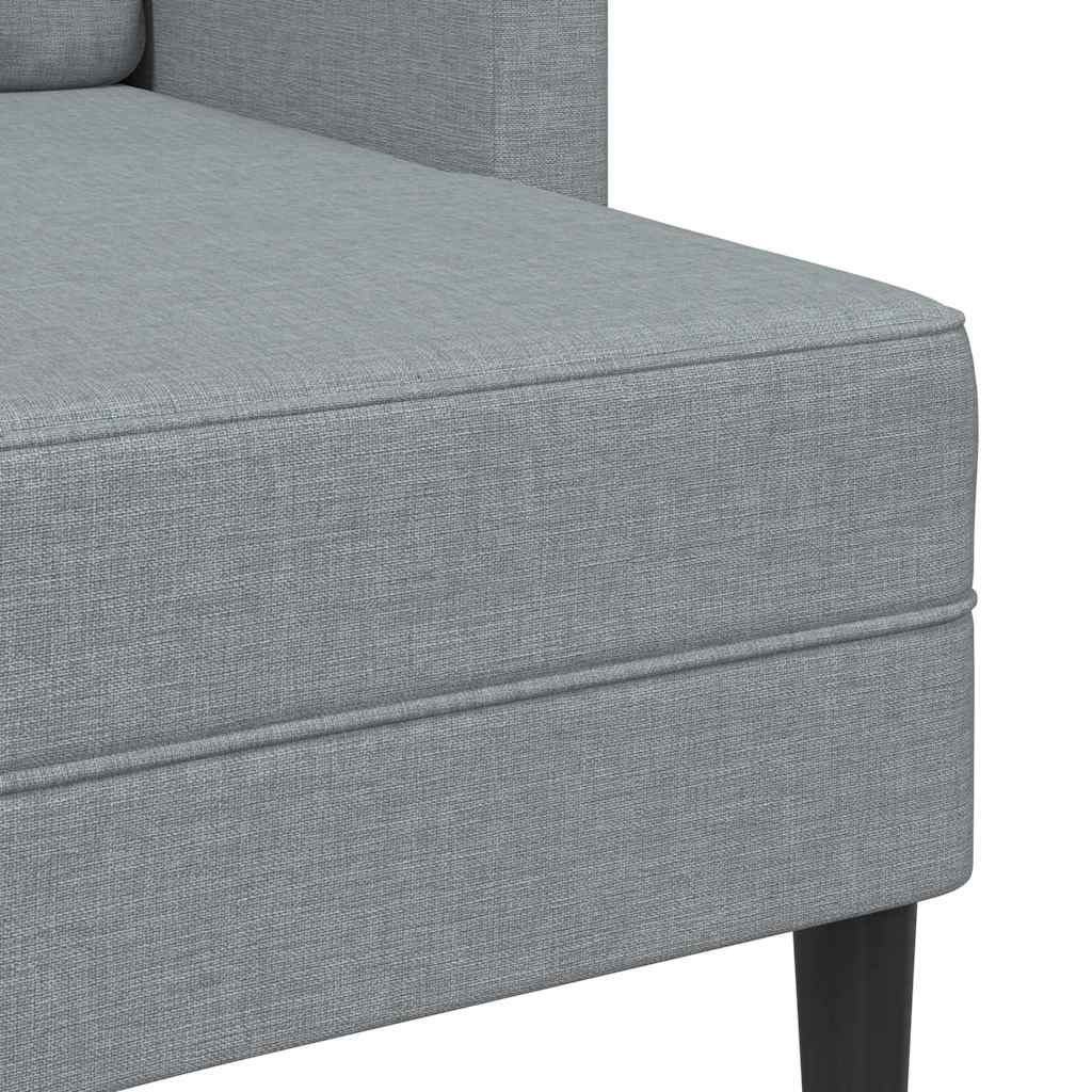 Világosszürke anyagból 2 üléses kanapé l-alakú kanapéval 125 cm