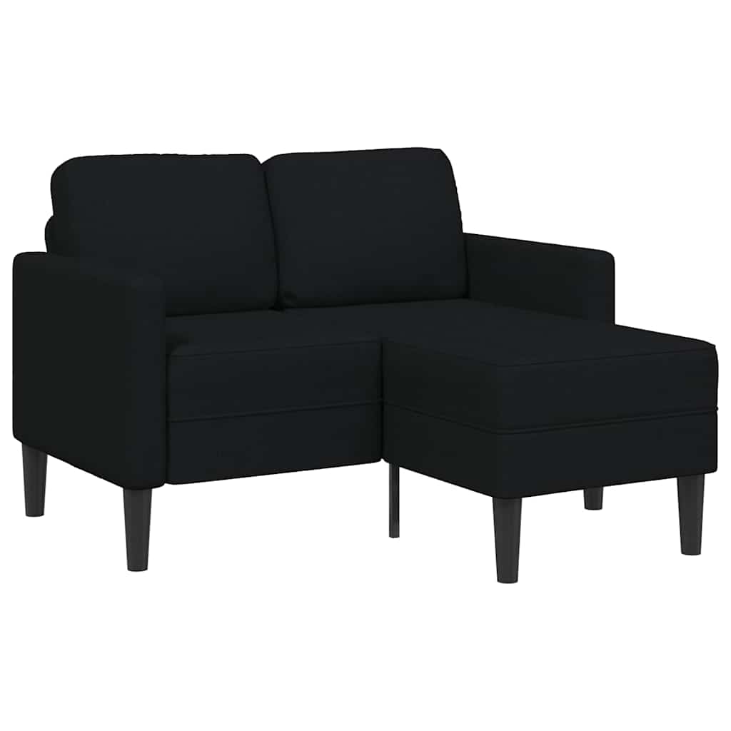 Fekete anyagból 2 üléses kanapé l-alakú kanapéval 125 cm Fekete anyagból 2 üléses kanapé l-alakú kanapéval 125 cm