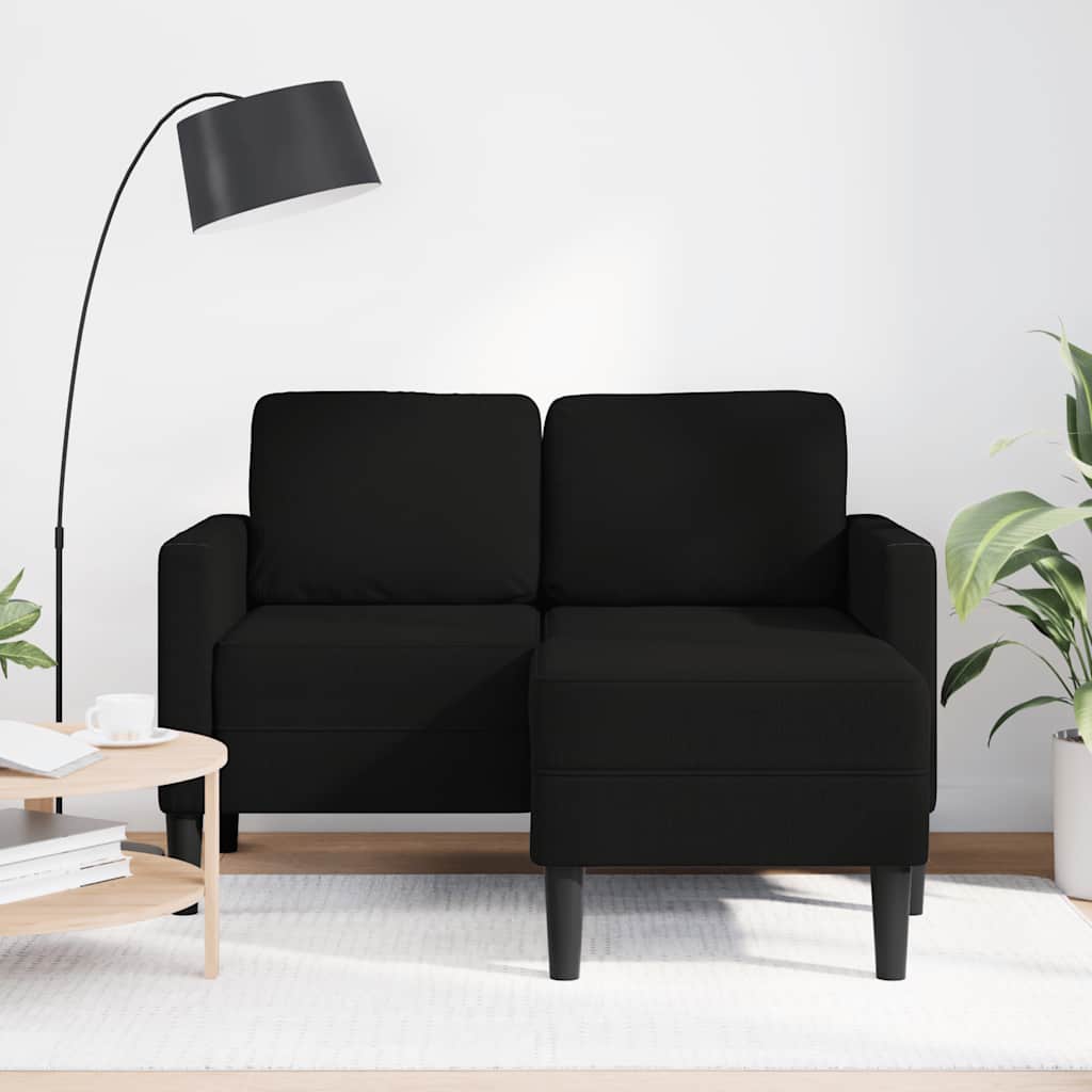 Fekete anyagból 2 üléses kanapé l-alakú kanapéval 125 cm Fekete anyagból 2 üléses kanapé l-alakú kanapéval 125 cm