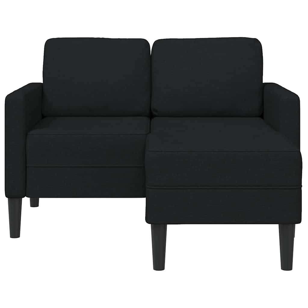 Fekete anyagból 2 üléses kanapé l-alakú kanapéval 125 cm Fekete anyagból 2 üléses kanapé l-alakú kanapéval 125 cm