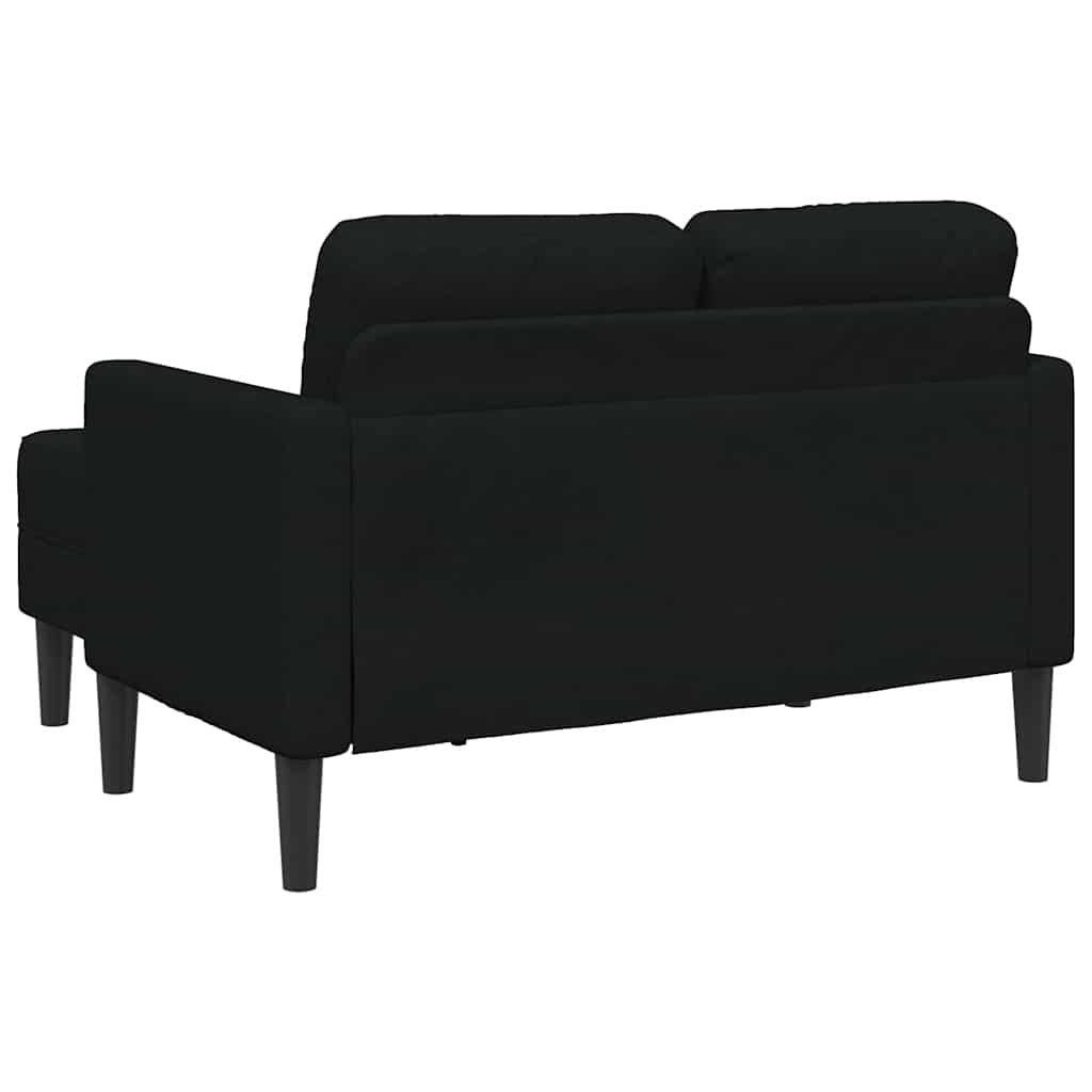 Fekete anyagból 2 üléses kanapé l-alakú kanapéval 125 cm Fekete anyagból 2 üléses kanapé l-alakú kanapéval 125 cm