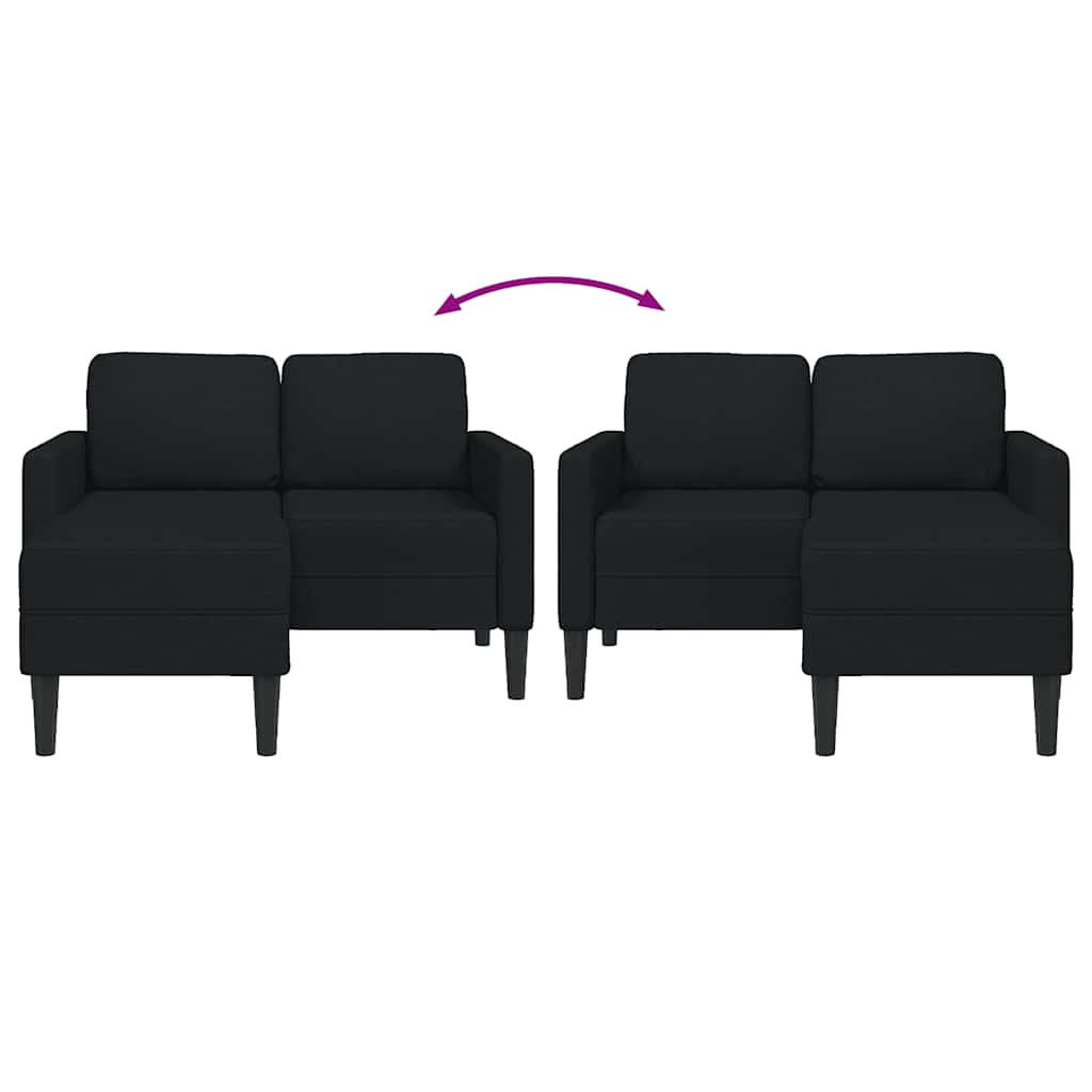 Fekete anyagból 2 üléses kanapé l-alakú kanapéval 125 cm Fekete anyagból 2 üléses kanapé l-alakú kanapéval 125 cm