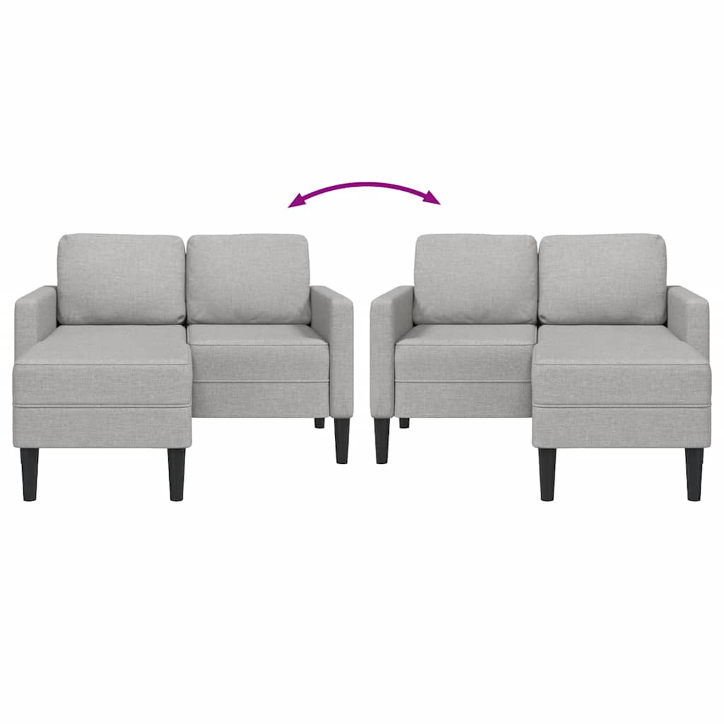 Felhőszürke anyagból 2 üléses kanapé l-alakú kanapéval 125 cm