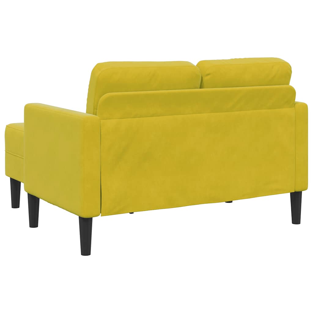 Sárga bársony 2 üléses kanapé l-alakú kanapéval 125 cm Sárga bársony 2 üléses kanapé l-alakú kanapéval 125 cm