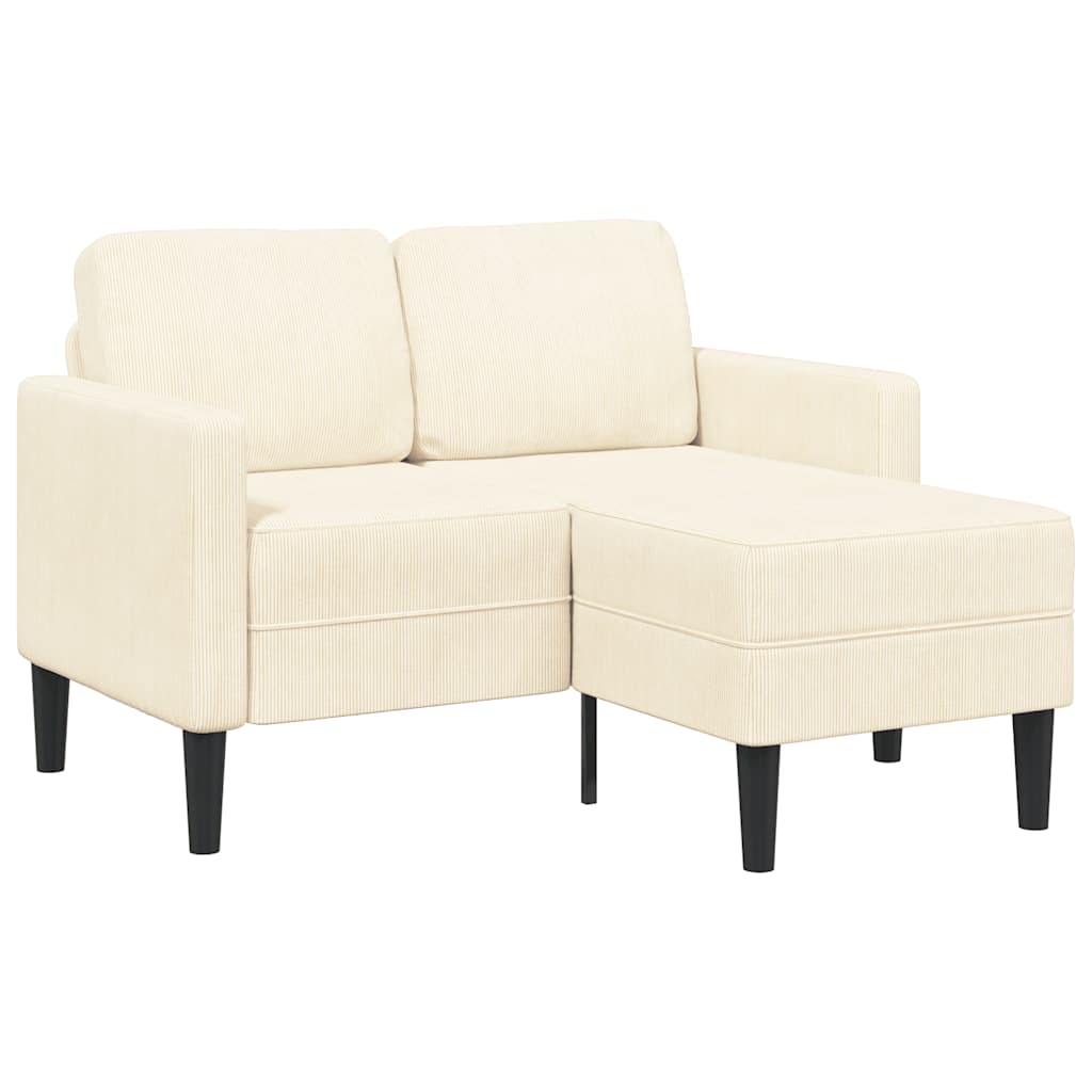 Krémszínű vászon 2 üléses kanapé l-alakú kanapéval 125 cm Krémszínű vászon 2 üléses kanapé l-alakú kanapéval 125 cm