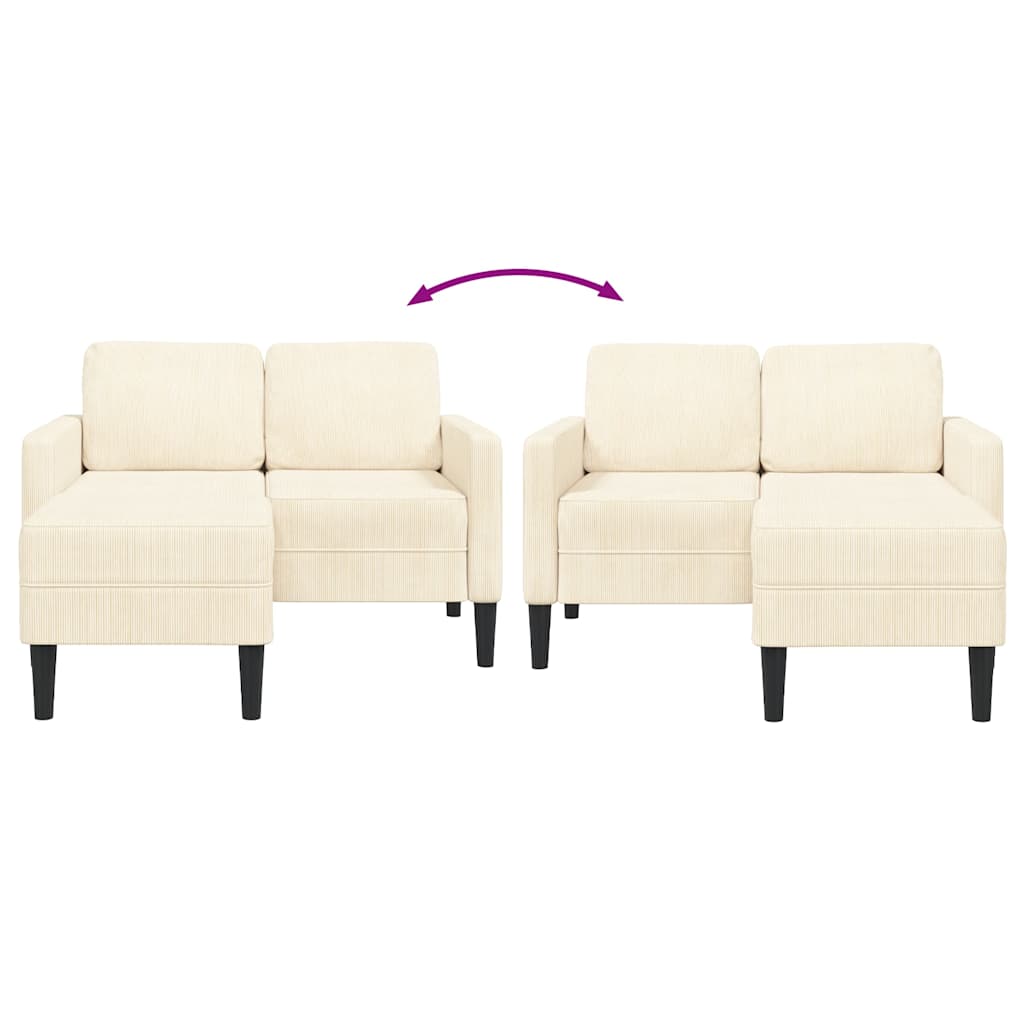 Krémszínű vászon 2 üléses kanapé l-alakú kanapéval 125 cm Krémszínű vászon 2 üléses kanapé l-alakú kanapéval 125 cm