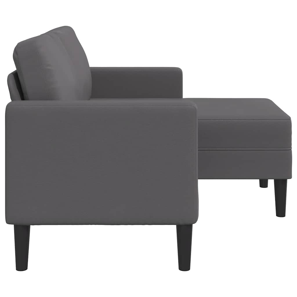 Szürke műbőr 2 üléses kanapé l-alakú kanapéval 125 cm Szürke műbőr 2 üléses kanapé l-alakú kanapéval 125 cm