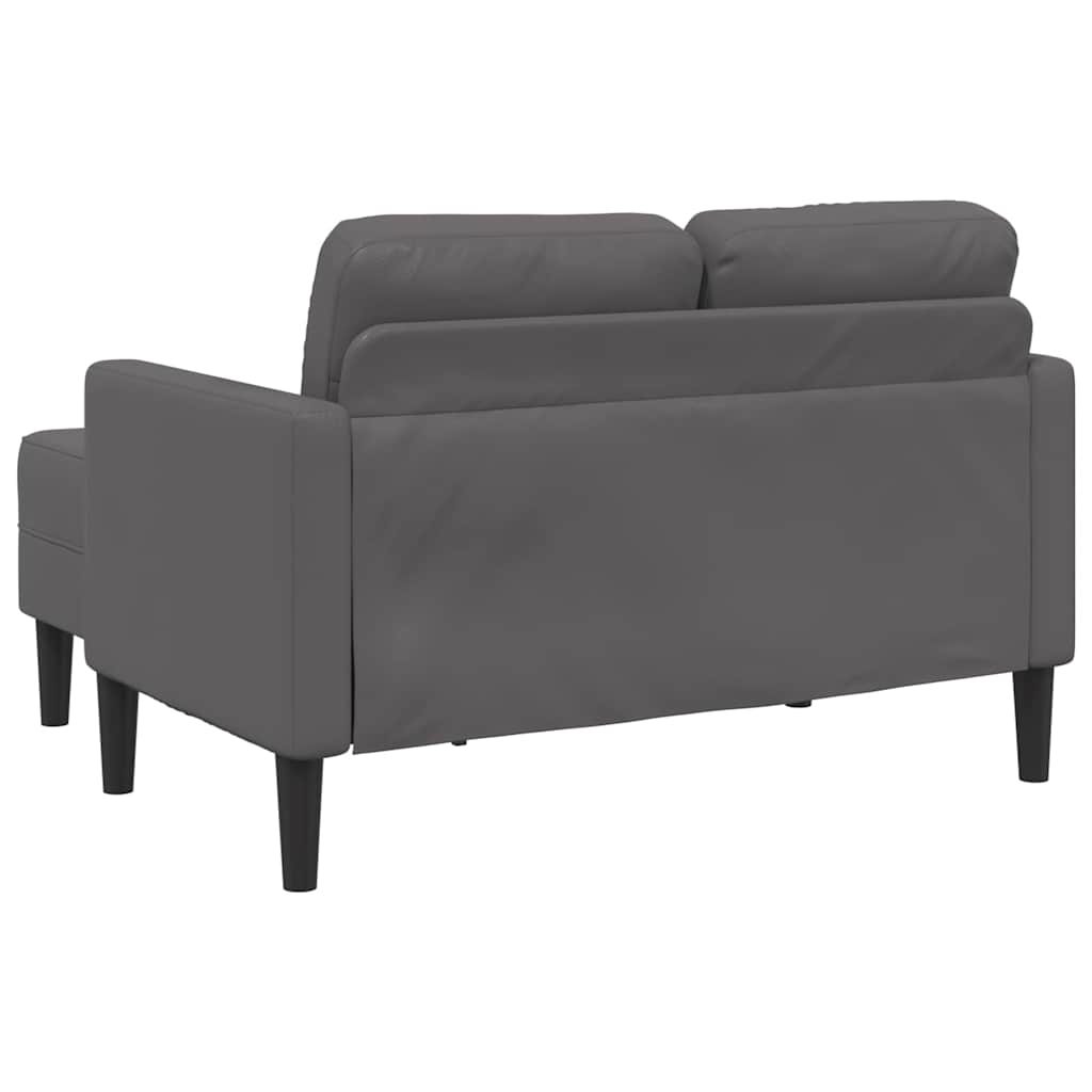 Szürke műbőr 2 üléses kanapé l-alakú kanapéval 125 cm Szürke műbőr 2 üléses kanapé l-alakú kanapéval 125 cm