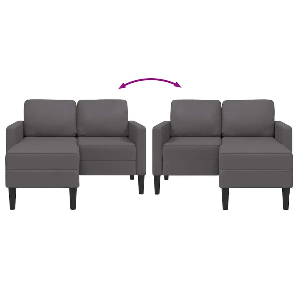 Szürke műbőr 2 üléses kanapé l-alakú kanapéval 125 cm Szürke műbőr 2 üléses kanapé l-alakú kanapéval 125 cm