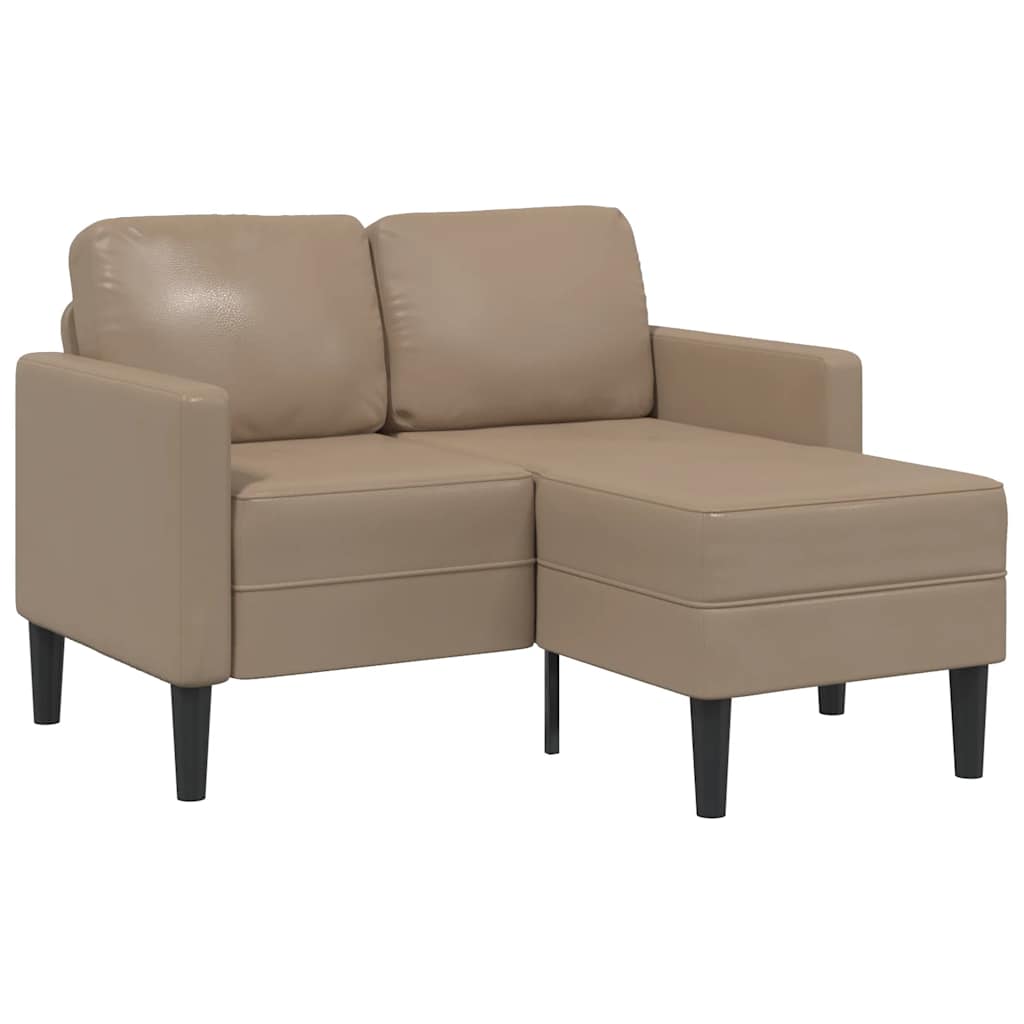Cappuccino műbőr 2 üléses kanapé l-alakú kanapéval 125 cm Cappuccino műbőr 2 üléses kanapé l-alakú kanapéval 125 cm