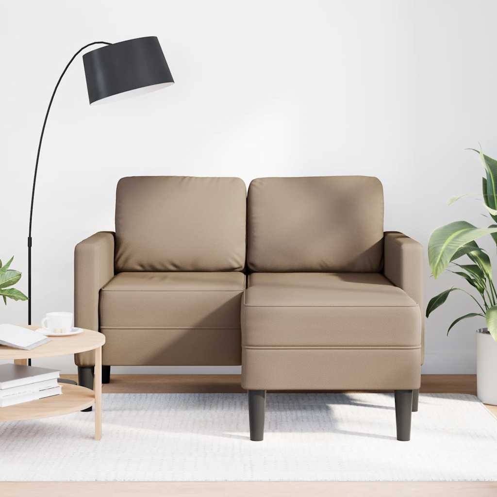 Cappuccino műbőr 2 üléses kanapé l-alakú kanapéval 125 cm Cappuccino műbőr 2 üléses kanapé l-alakú kanapéval 125 cm