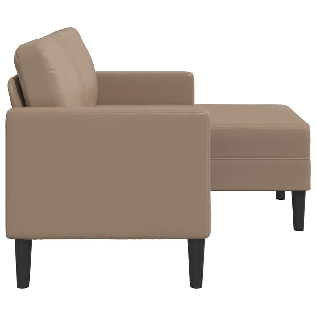 Cappuccino műbőr 2 üléses kanapé l-alakú kanapéval 125 cm Cappuccino műbőr 2 üléses kanapé l-alakú kanapéval 125 cm