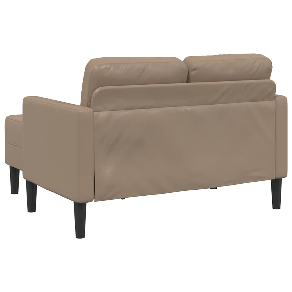 Cappuccino műbőr 2 üléses kanapé l-alakú kanapéval 125 cm Cappuccino műbőr 2 üléses kanapé l-alakú kanapéval 125 cm