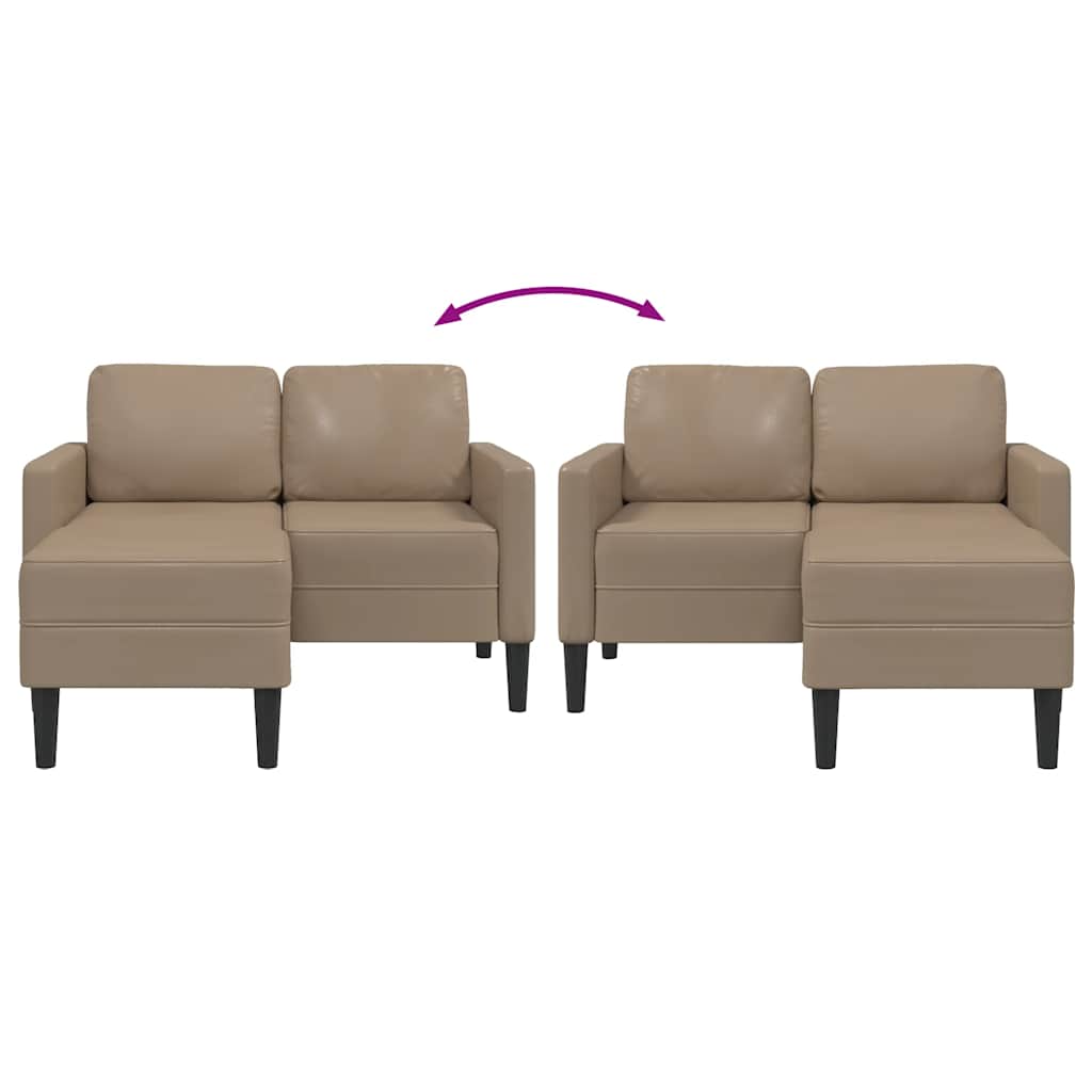 Cappuccino műbőr 2 üléses kanapé l-alakú kanapéval 125 cm Cappuccino műbőr 2 üléses kanapé l-alakú kanapéval 125 cm