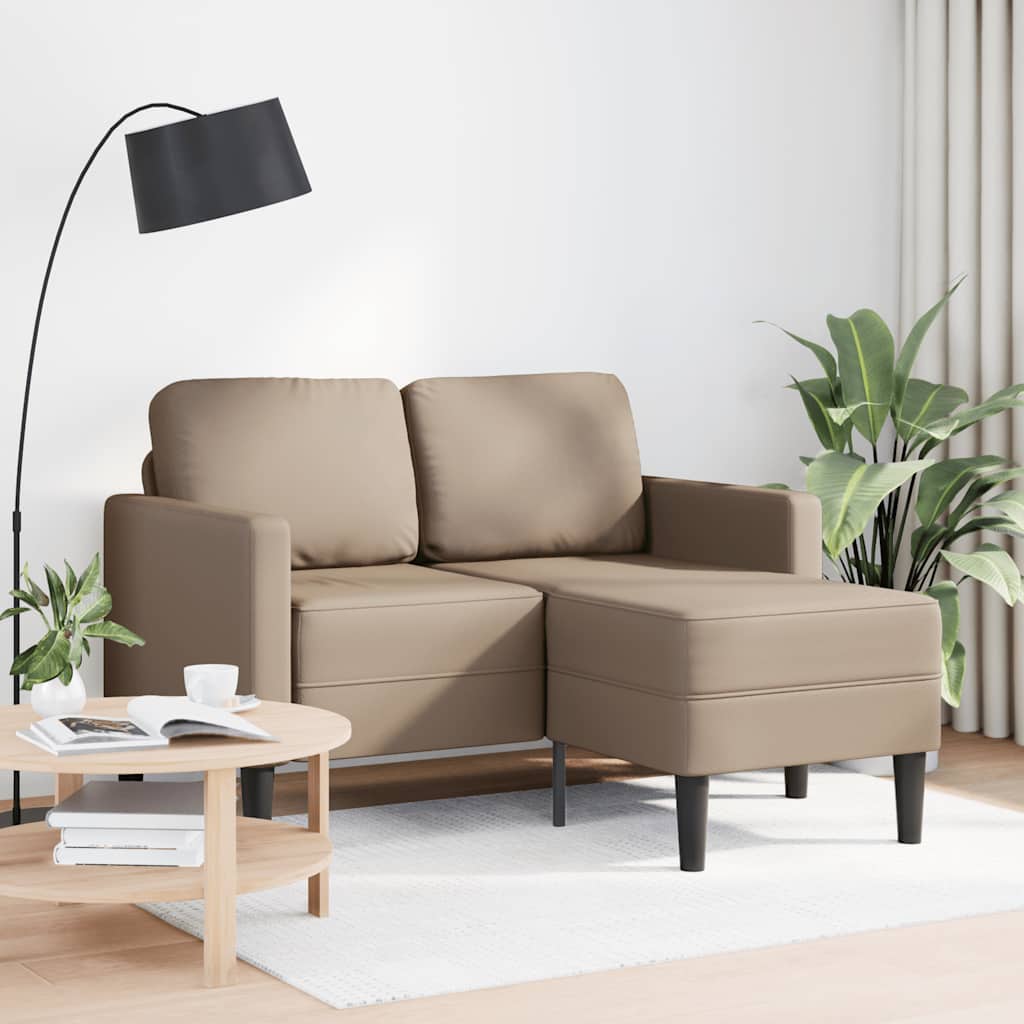 Cappuccino műbőr 2 üléses kanapé l-alakú kanapéval 125 cm Cappuccino műbőr 2 üléses kanapé l-alakú kanapéval 125 cm