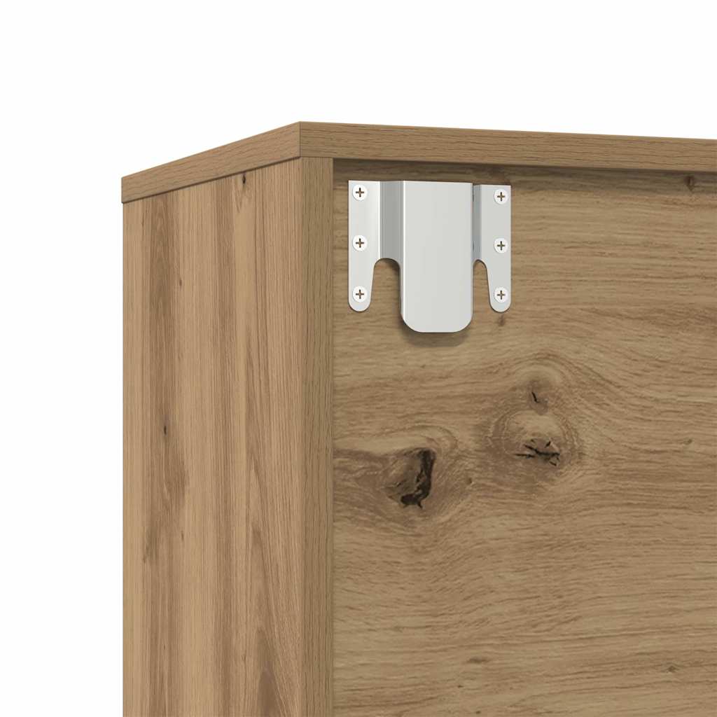 3 db kézműves tölgy színű szerelt fa könyvszekrények