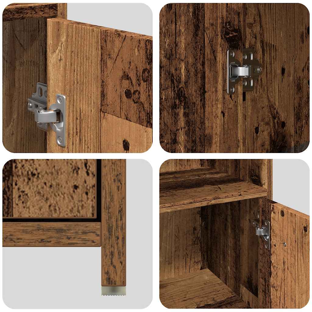 4 részes antik fa színű szerelt fa fürdőszobai bútorszett