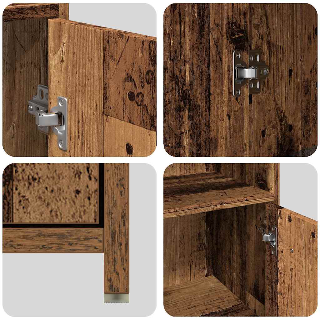 3 részes antik fa színű szerelt fa fürdőszobai bútorszett