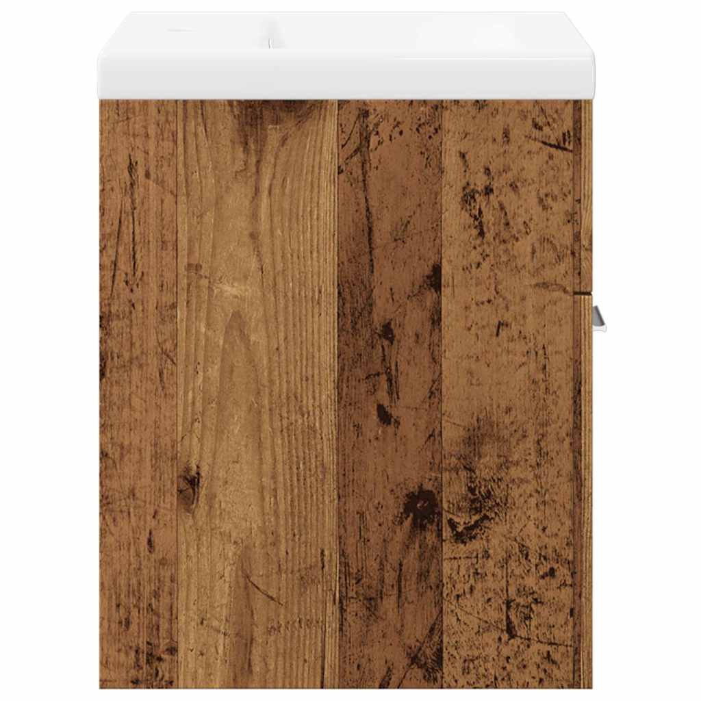 2 részes antik fa színű szerelt fa fürdőszobai bútorszett