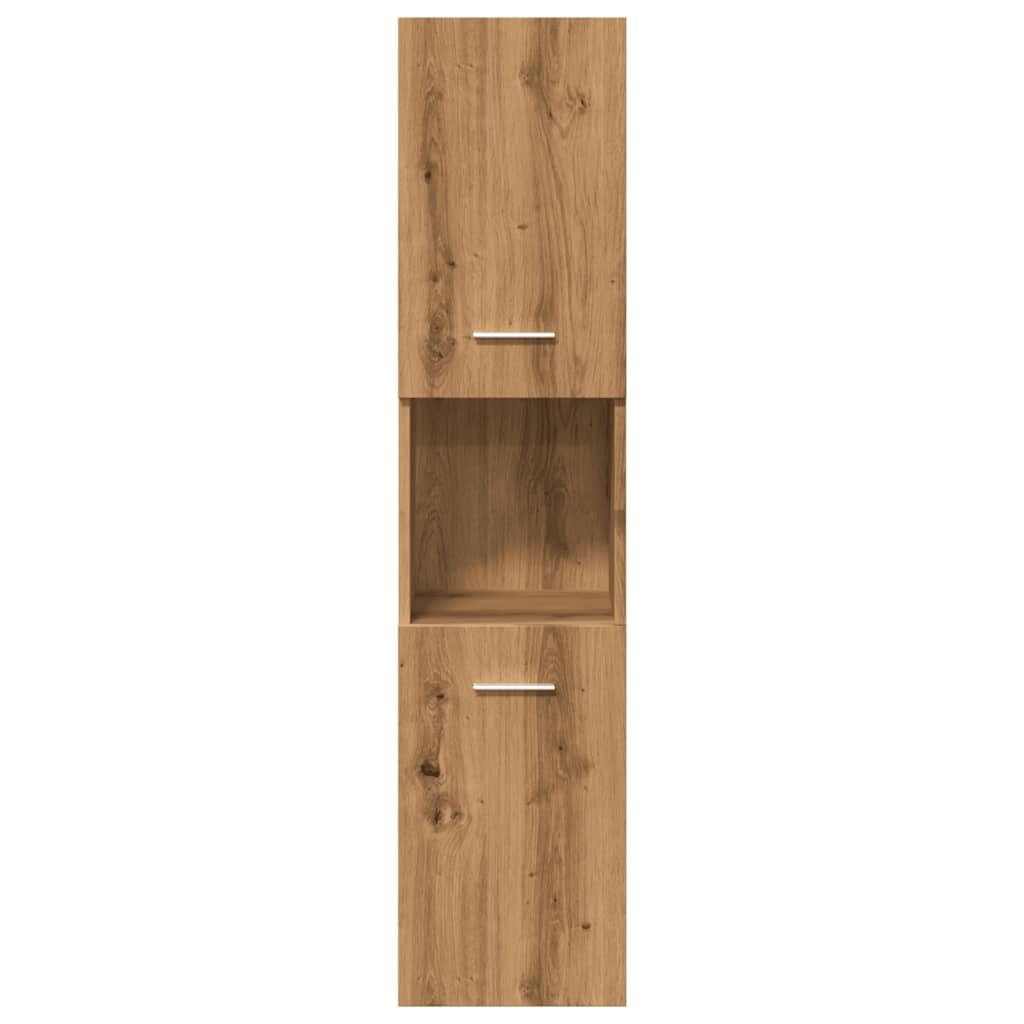 5 részes kézműves tölgy színű szerelt fa fürdőszobai bútorszett