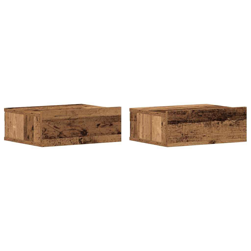 2 db antik fa szerelt fa lebegő éjjeliszekrények 40x32x15 cm