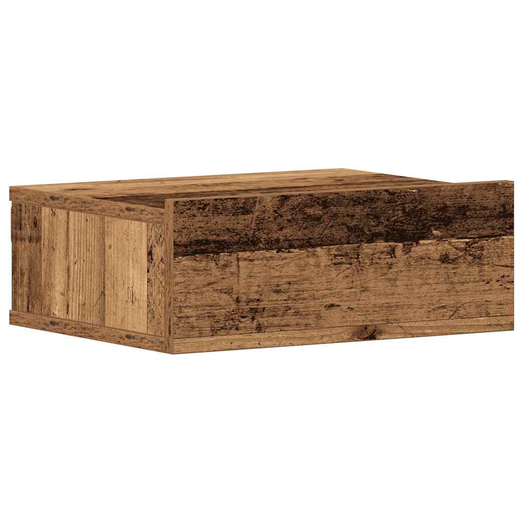 2 db antik fa szerelt fa lebegő éjjeliszekrények 40x32x15 cm
