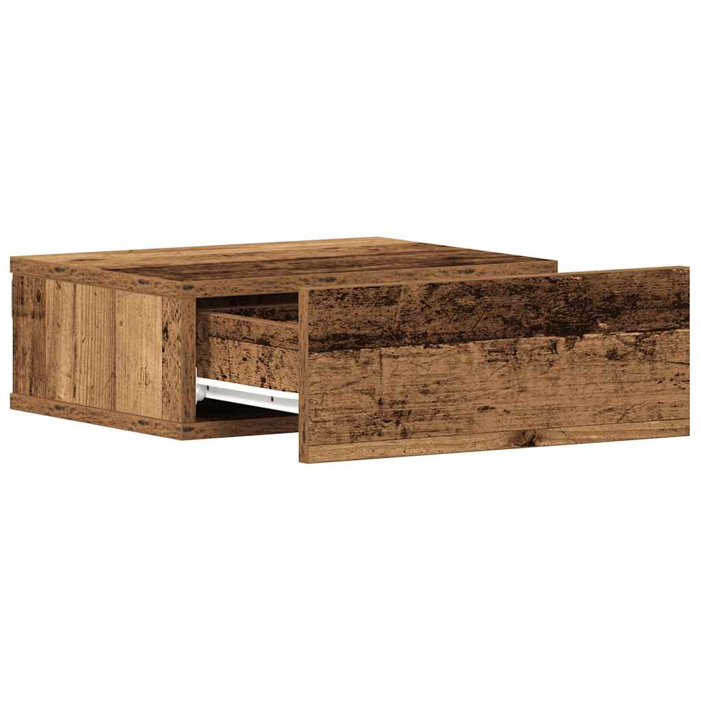 2 db antik fa szerelt fa lebegő éjjeliszekrények 40x32x15 cm