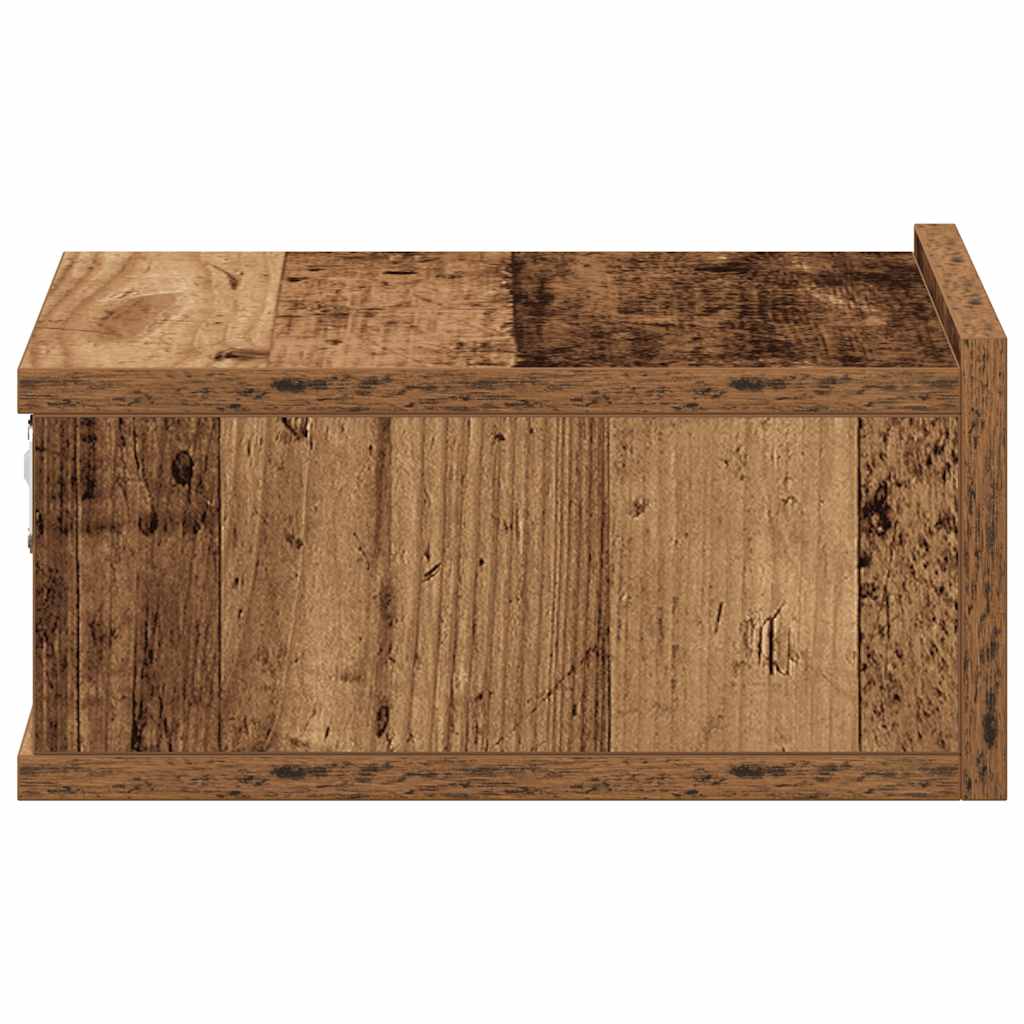 2 db antik fa szerelt fa lebegő éjjeliszekrények 40x32x15 cm