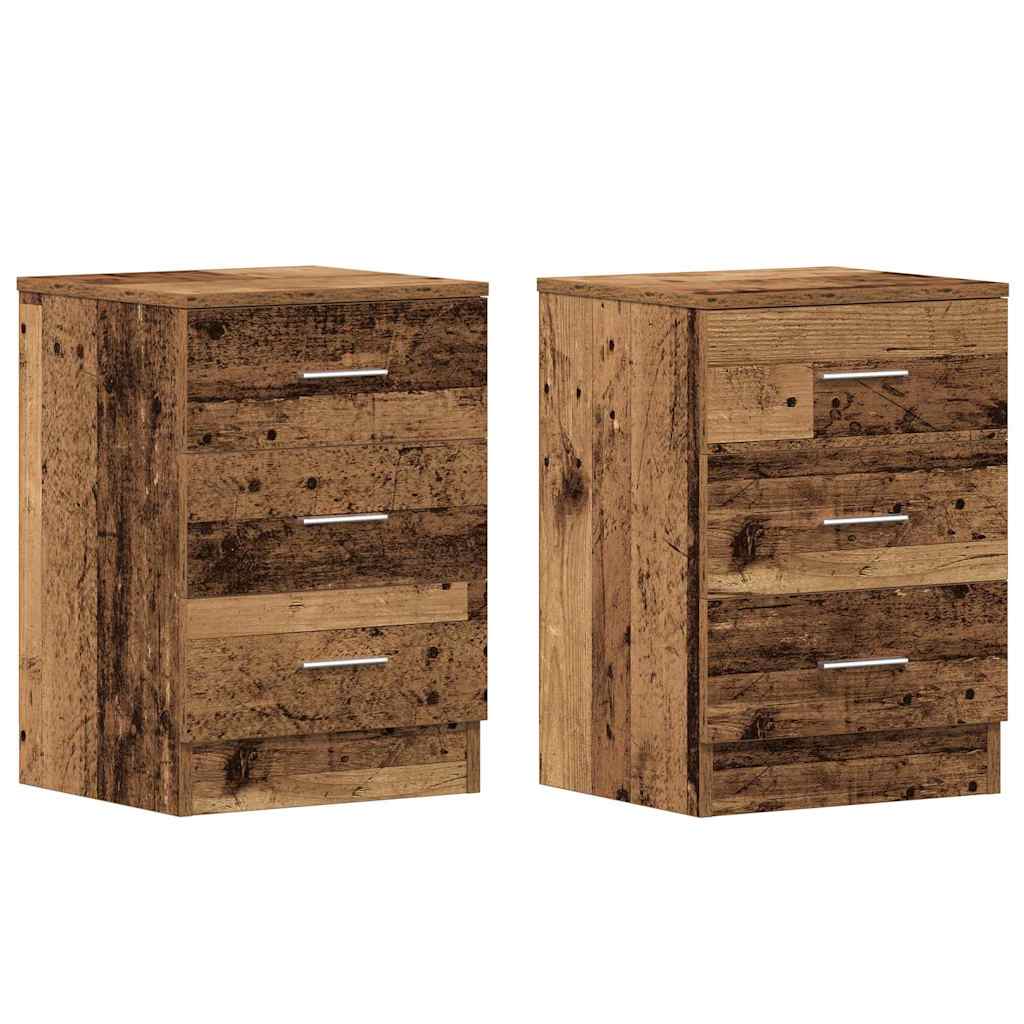 2 db antik fa szerelt fa éjjeliszekrények 38x35x55 cm