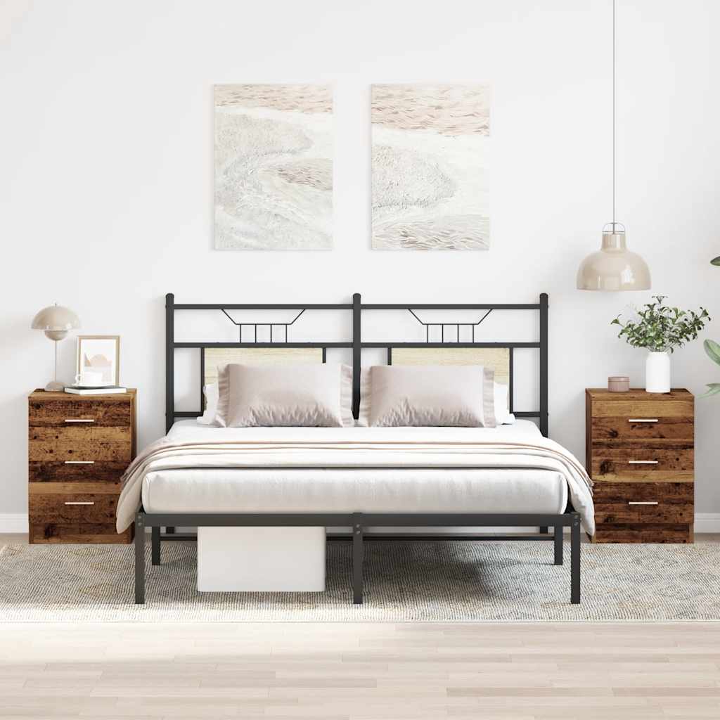 2 db antik fa szerelt fa éjjeliszekrények 38x35x55 cm