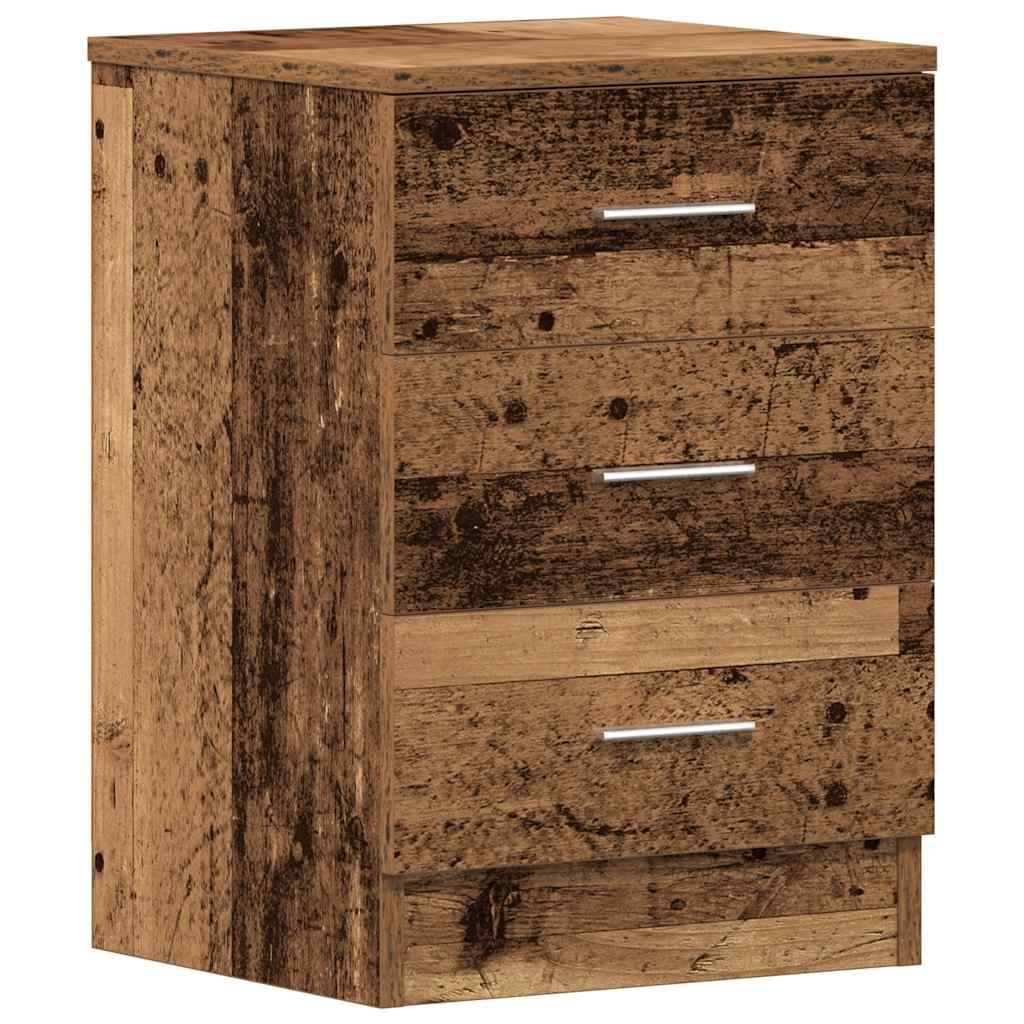 2 db antik fa szerelt fa éjjeliszekrények 38x35x55 cm