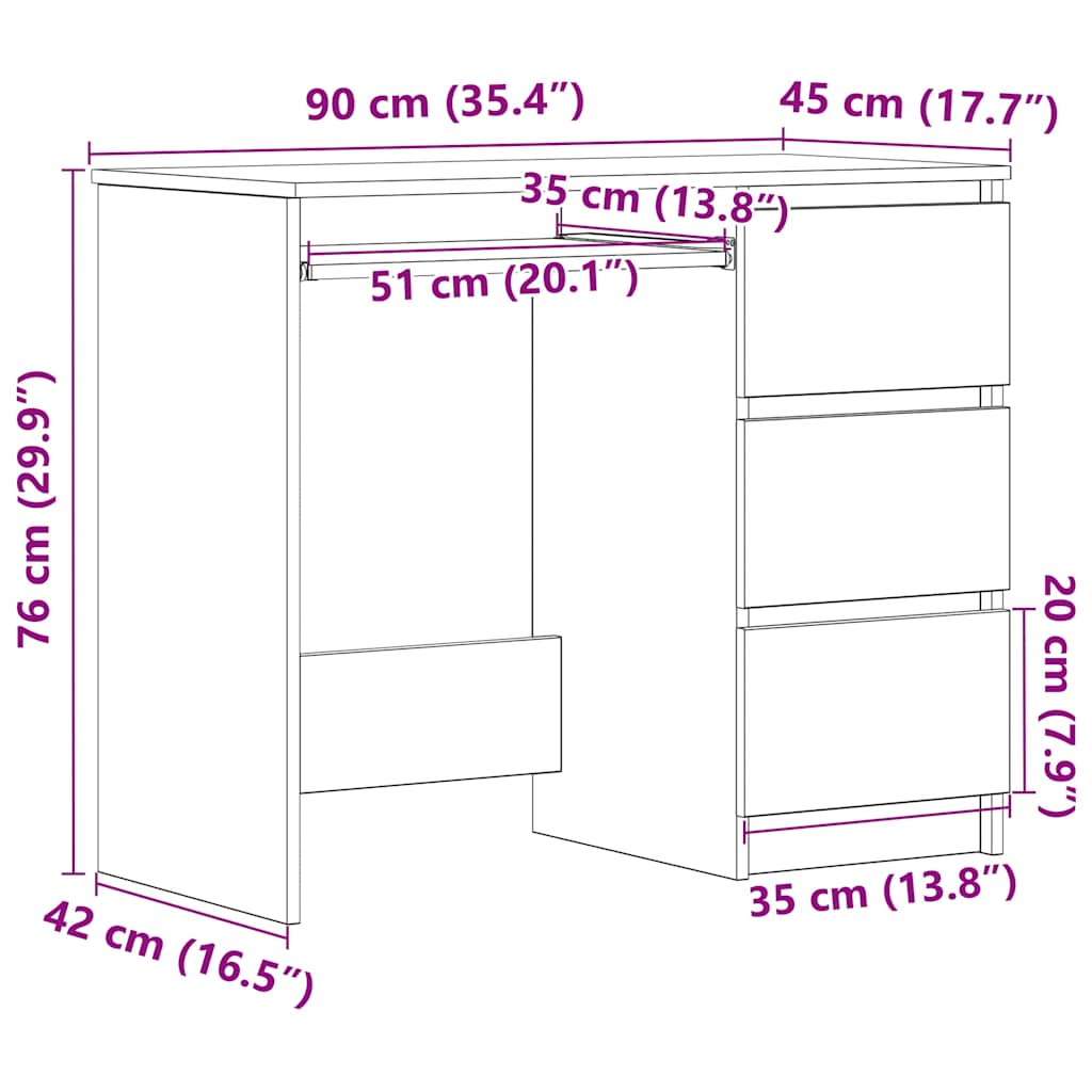 Antik fa szerelt fa íróasztal 90x45x76 cm