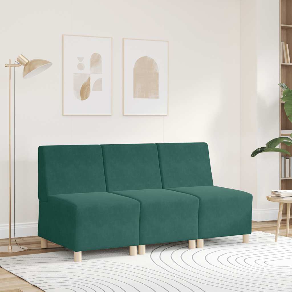Sötétzöld bársony kanapéfotel 55 cm