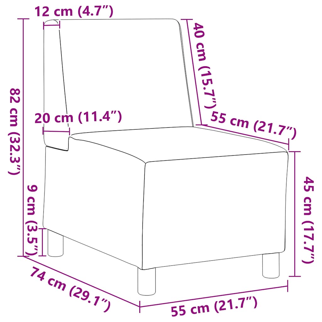 Sötétszürke művelúr kanapéfotel 55 cm