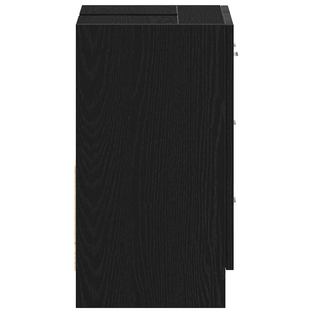 Fekete tölgy színű szerelt fa mosdószekrény 63x30x54 cm