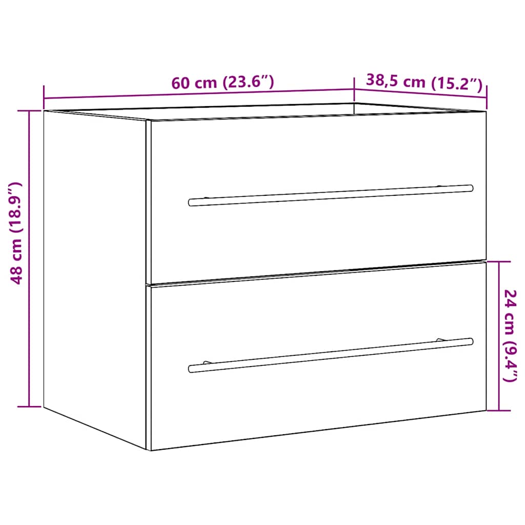 Antik fa szerelt fa mosdószekrény 60x38,5x48 cm