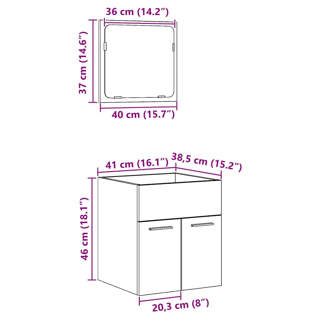 2 részes antik fa színű szerelt fa fürdőszobai bútorszett