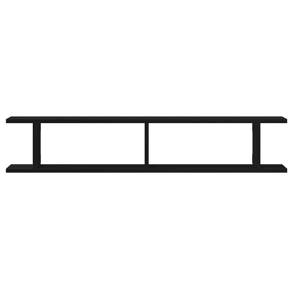 2 db fekete tölgy szerelt fa fali polcok 105x18x20 cm