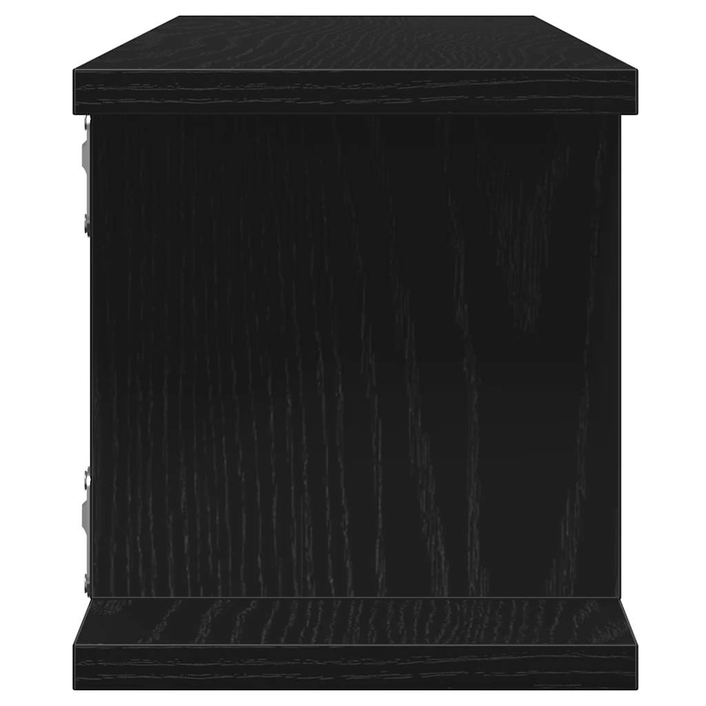 2 db fekete tölgy szerelt fa fali polcok 105x18x20 cm