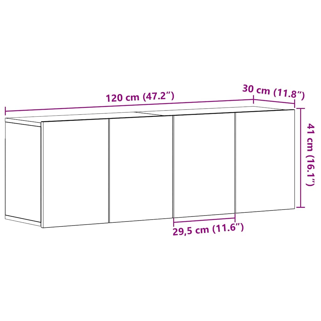 2 db fekete tölgyfa tv-szekrény 120 x 30 x 41 cm