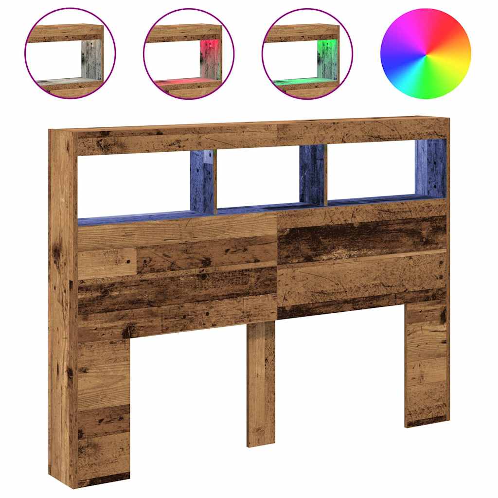 Antik fa áthidalószekrény led-világítással 140 x 17 x 102 cm
